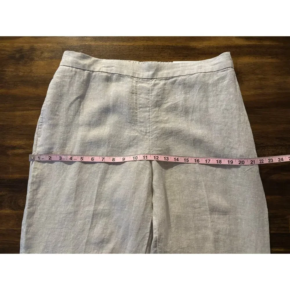 Chico’s 2 or US 12 Pants 100% Linen Straight Leg Pull On Crop 24" Inseam - Picture 7 of 10